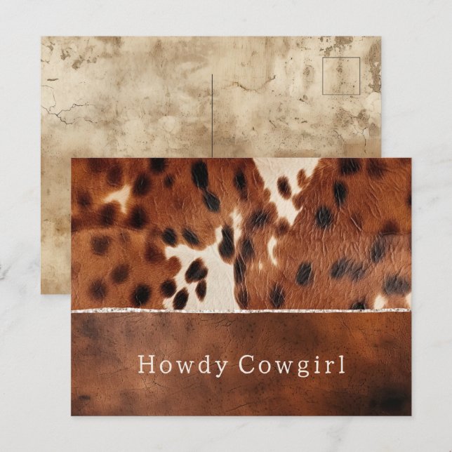 Brown Black Südwest Cowhide Postkarte (Vorne/Hinten)