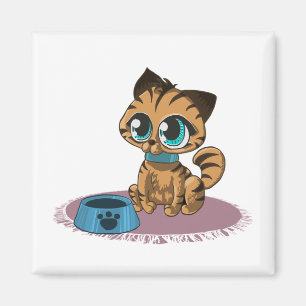 BROWN BLAU-MIT AUGEN KITTEN AUF EINER LILA MAT MAGNET