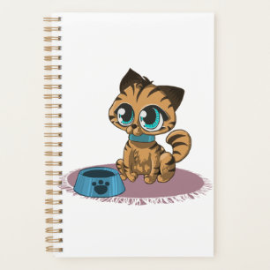 BROWN BLAU-MIT AUGEN KITTEN AUF EINER LILA MAT PLANER