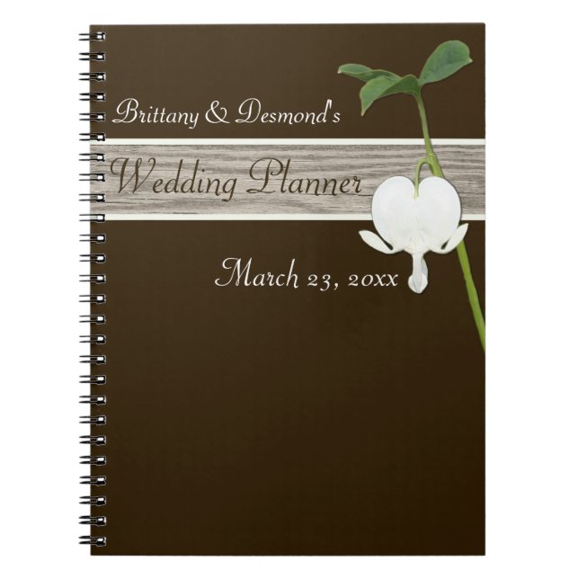 Brown Bleeding Heart Wedding Planner Notebook Notizblock (Vorderseite)