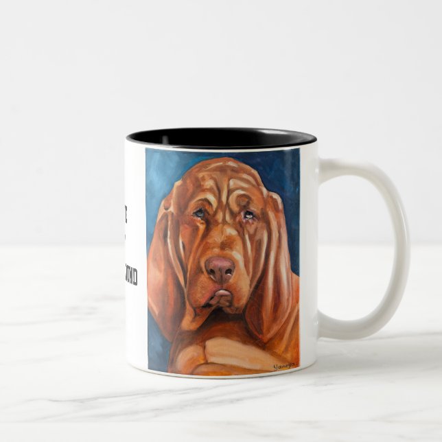 Brown Bloodhound oil painting mug  Zweifarbige Tasse (Rechts)