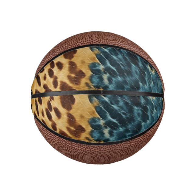 Brown Blue Cowhide Mini Basketball (Vorderseite)