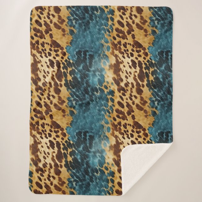 Brown Blue Cowhide Sherpadecke (Vorderseite)
