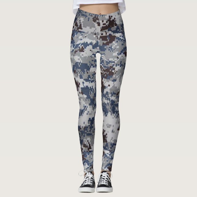 Brown Blue Pattern Camouflage Frauen Leggings (Vorderseite)