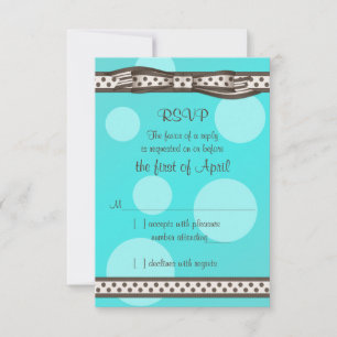 Brown Blue Polka Dot Ribbon Bat Mitzvah Repakarte RSVP Karte