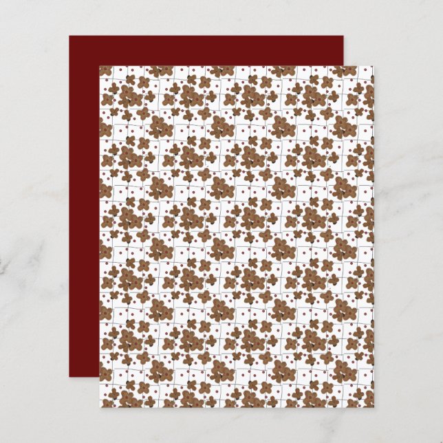 Brown Blume Red Schwarz-weiß Grid Scrapbook Paper (Vorne/Hinten)