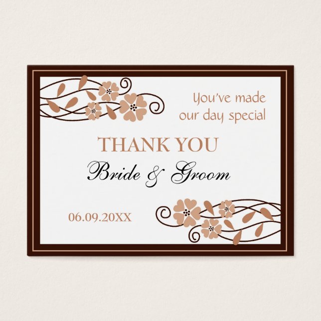 Brown Blume Vielen Dank Gastgeschenk Hochzeit Gesc (Vorderseite)