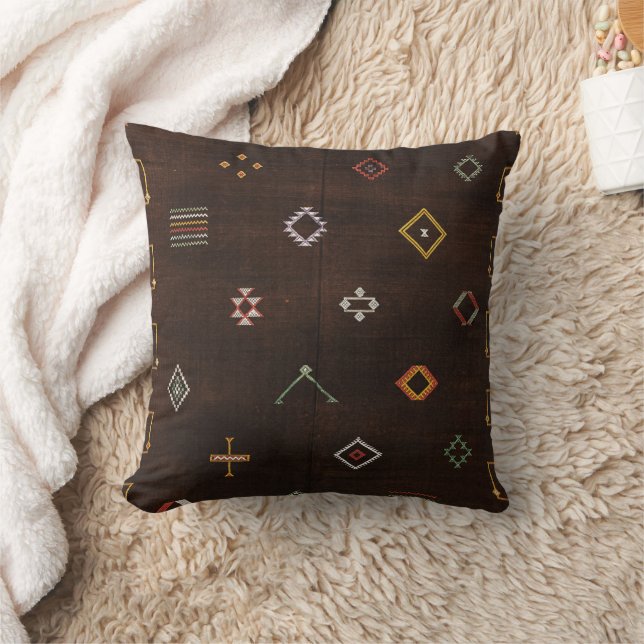 Brown Bohemisch Kilim marokkanischer Stilkissen Kissen (Decke)