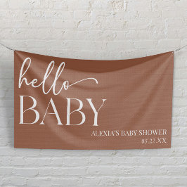 Brown Boho Bohemisch Hello Baby Dusche Banner