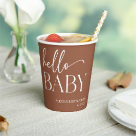 Brown Boho Bohemisch Hello Baby Dusche Pappbecher