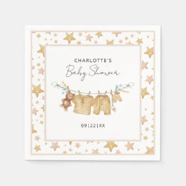 Brown Boho Clothesline Babydusche Napkins Serviette