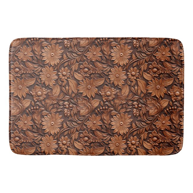 Brown Boho Floral Badematte (Vorderseite)