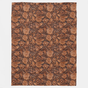 Brown Boho Floral Fleecedecke