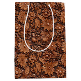 Brown Boho Floral Mittlere Geschenktüte