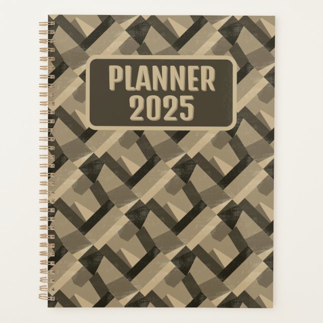 Brown Boho Geometric Abstrac Customizable Planer (Vorderseite)