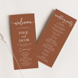 Brown Boho Minimal Minimalistisch Wedding Program