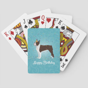 Brown Boston Terrier Birthday Design Spielkarten