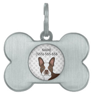 Brown Boston Terrier Cartoon Dog Head & Paws Tiermarke
