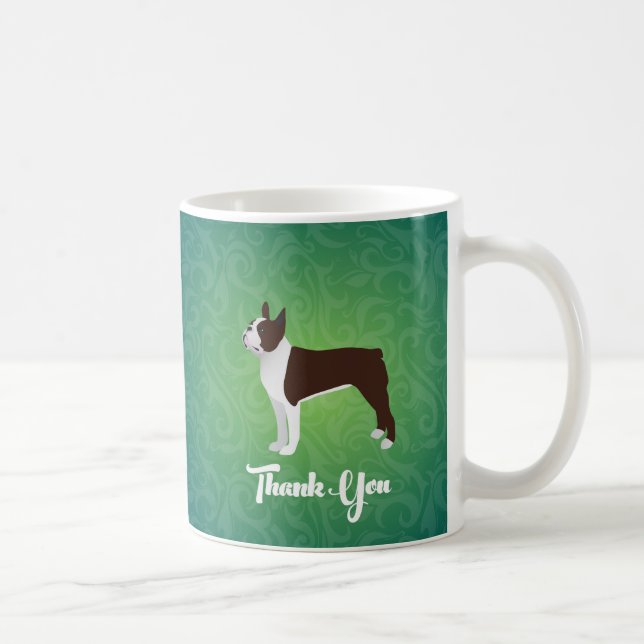 Brown Boston Terrier Danke für Design Kaffeetasse (Rechts)
