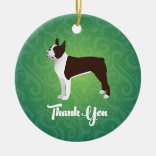 Brown Boston Terrier Danke für Design Keramik Ornament