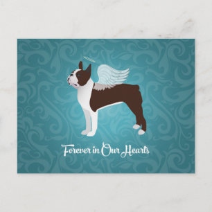 Brown Boston Terrier Dog Angel Pet Memorial Postkarte
