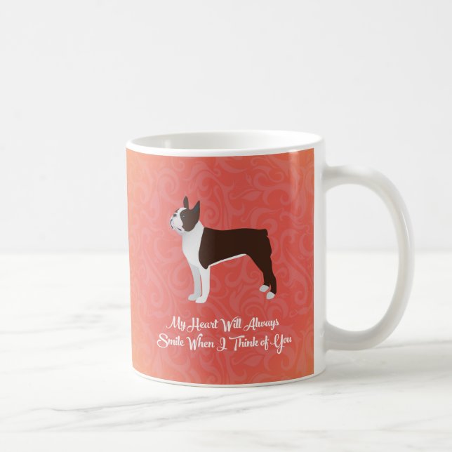 Brown Boston Terrier Mein Herz wird immer lächeln Tasse (Rechts)