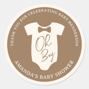 Brown Bow Krawatte Babydusche Runder Aufkleber