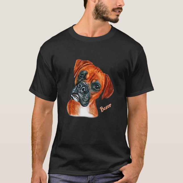 Brown Boxer Dog Portrait T-Shirt (Vorderseite)
