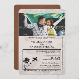 Brown Brazil Passport Wedding Einladung