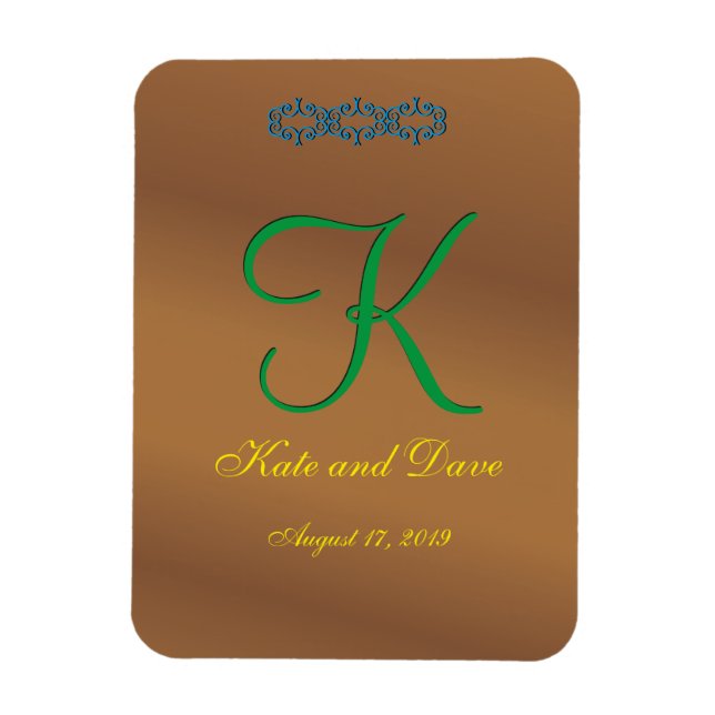 Brown Bronze Pecan 3d Monogram Magnet (Vertikal)