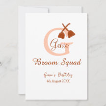 Brown broom Squad Geburtstagsname Pfirsichmonogram