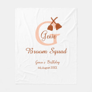 Brown broom Squad Geburtstagsname Pfirsichmonogram Fleecedecke