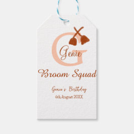Brown broom Squad Geburtstagsname Pfirsichmonogram Geschenkanhänger