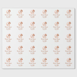 Brown broom Squad Geburtstagsname Pfirsichmonogram Geschenkpapier