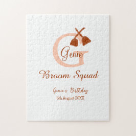 Brown broom Squad Geburtstagsname Pfirsichmonogram Puzzle