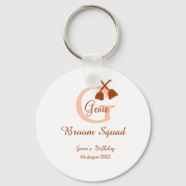 Brown broom Squad Geburtstagsname Pfirsichmonogram Schlüsselanhänger