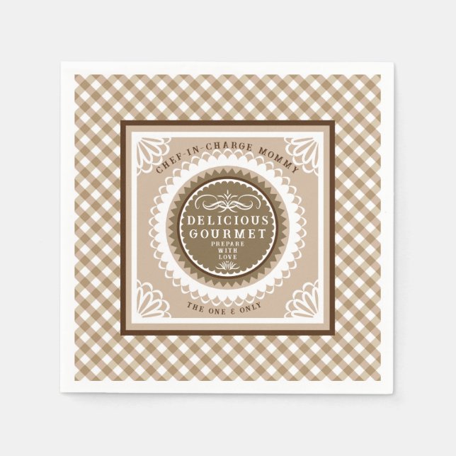 Brown Buffalo Gingham. Servietten (Vorderseite)