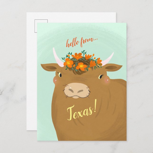 Brown Bull Customizing Staat Postcard Postkarte (Vorne/Hinten)