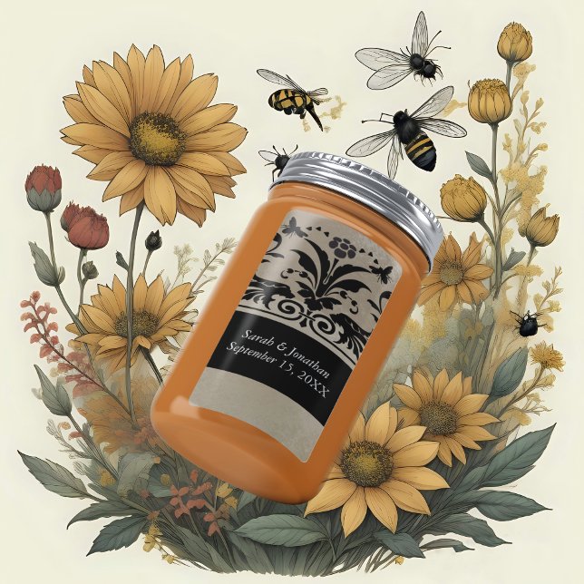 Brown Bumble Bee Damask Save the Date (Von Creator hochgeladen)