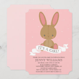 Brown Bunny Rabbit Girl Babydusche einladen Einladung