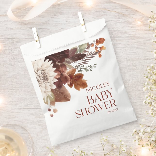 Brown Burgundy Baby in Bloom Floral Baby Dusche Geschenktütchen (Ausgeschnitten)