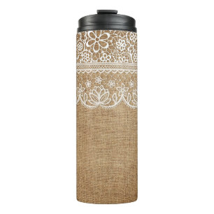 BROWN BURLAP SIEHT MIT WEISSER FLÄCHE AUS THERMOSBECHER
