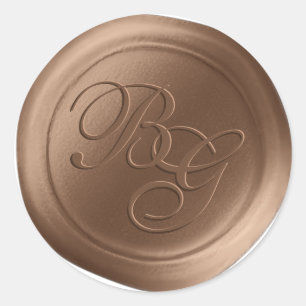 Brown Calligraphy Monogram Wax Siegel Stickers