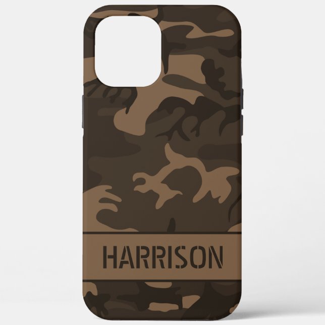 Brown Camouflage Monogram Case-Mate iPhone Hülle (Rückseite)