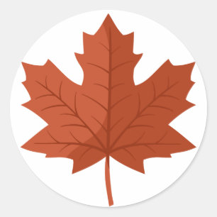 Brown Canadian Maple Tree Leaf Runder Aufkleber