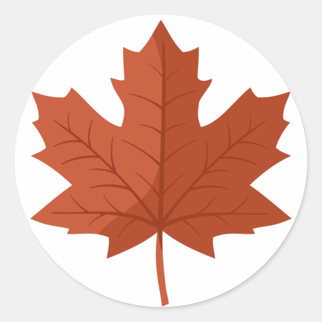 Brown Canadian Maple Tree Leaf Runder Aufkleber (Vorderseite)