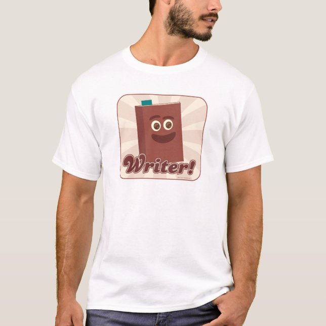 Brown Cartoon Book Writer Illustriert Design T-Shirt (Vorderseite)