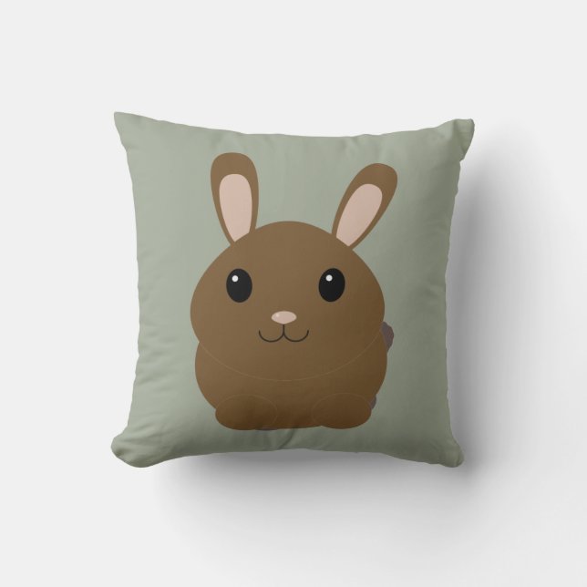 Brown Cartoon Bunny Kissen (Vorderseite)