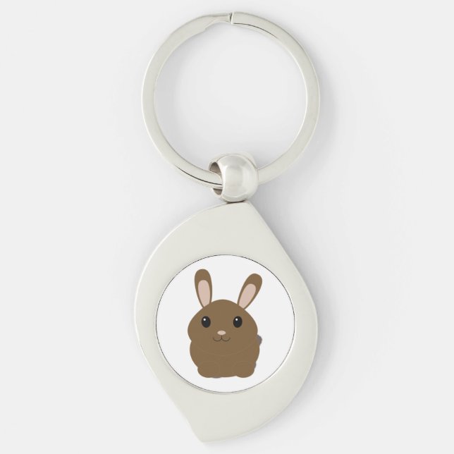 Brown Cartoon Bunny Schlüsselanhänger (Vorderseite)