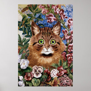 Brown Cat in Garden Poster Print